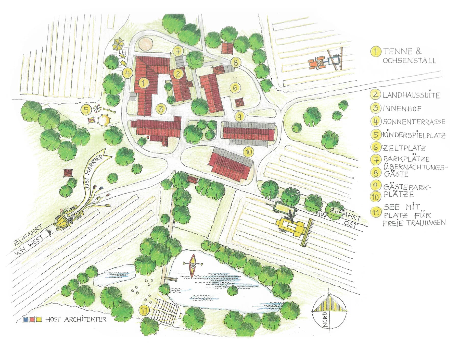 Gezeichneter Lageplan des Landguts Halsberg